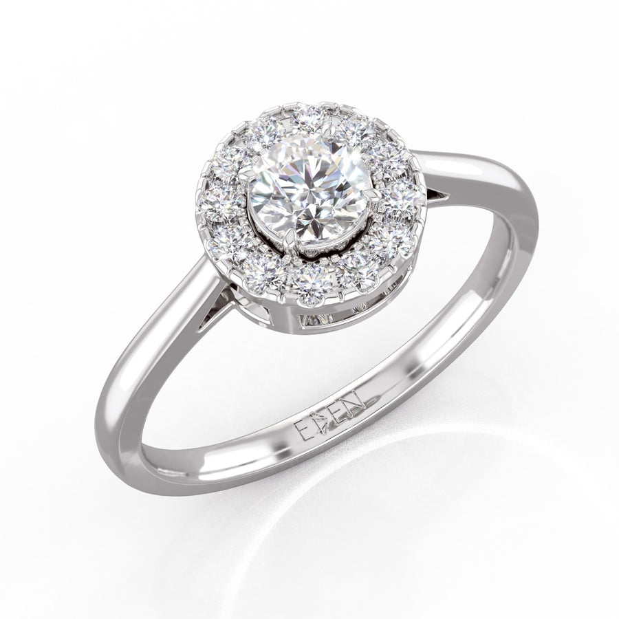 The Classic Halo Diamond Ring in 18K White Gold