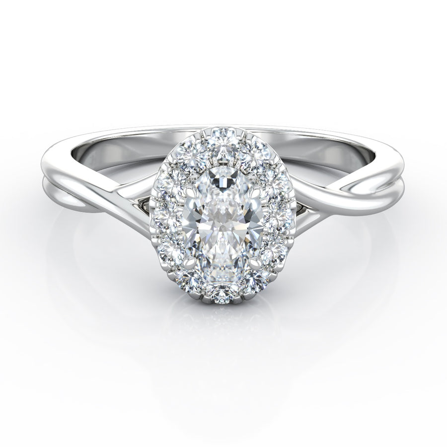 The Celebrity Oval Diamond Ring in 18K White Gold