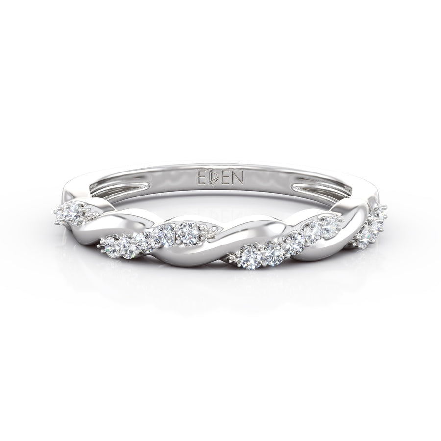 Twisted Vine Diamond Band in 18K White Gold